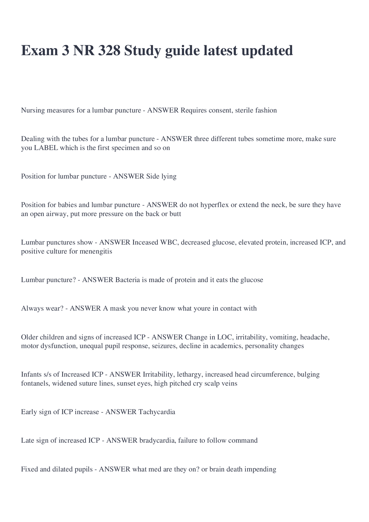 Preview image of Exam 3 NR 328 Study guide latest updated document